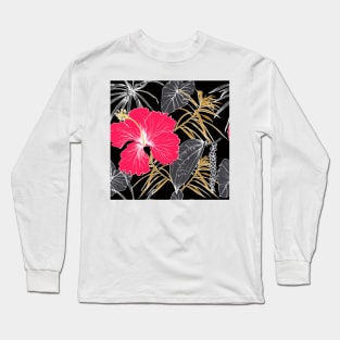 Tropical exotic flowers and leaves Long Sleeve T-Shirt